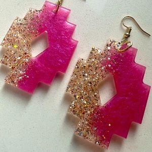 Pink/gold Aztec earrings